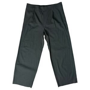 Vince Black Pleated Stretch Linen High Waist Wide Leg Pull On Pants Size XL